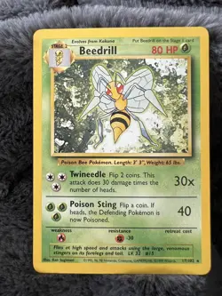 Pokemon Card Rare Beedrill Base Set 17/102 Near Mint NM - Image 1