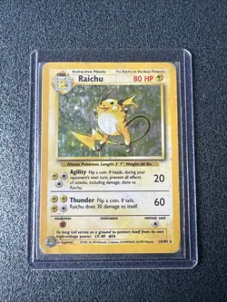 Pokemon TCG Raichu Holo Rare Card Base Set, 14/102 **free shipping** - Image 1