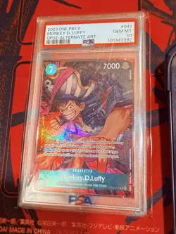One Piece Paramount War Monkey D Luffy OP02-041 Alt Art PSA 10 - Image 1