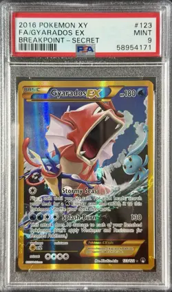 2016 POKEMON XY BREAKPOINT #123/122 GYARADOS EX FULL ART SECRET RARE PSA 9 - Image 1