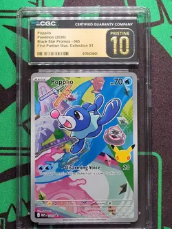 Pokemon 2026 Popplio Black Star Promos 045 First Partner Illus. CGC Pristine 10 - Image 3
