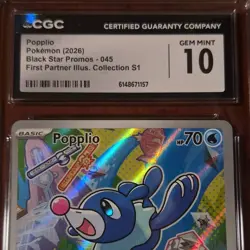 Pokemon CGC 10 GEM MINT Popplio Black Star Promo 045 Holo English First Partner - Image 4