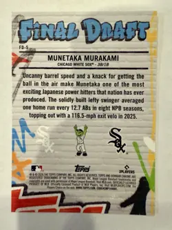 2026 Bowman Munetaka Murakami Final Draft Chrome RC Rookie SSP #FD-5 White Sox - Image 2