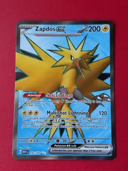Zapdos ex 192/165 151 Pokemon TCG Card Scarlet & Violet Full Art Rare Holo ENG - Image 1