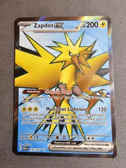 Zapdos EX 192/165 Full Art Holo Ultra Rare Scarlet & Violet 151 Pokemon TCG - Image 1