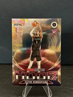 2023-24 NBA Hoops Premium Stock - Hoopla Victor Wembanyama #5 Silver Prizm (RC) - Image 1