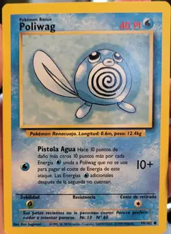 Pokemon Card Poliwag (Spanish) BASE SET 59/102 - Lightly Played Condition - Image 1