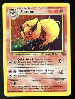 Pokemon TCG Flareon 03/64 Jungle Holo Rare Card English Unlimited 1999 LP - Image 1