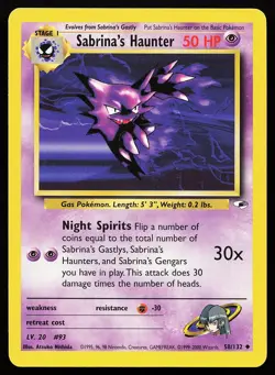 Sabrina's Haunter 58/132 Uncommon Gym Heroes Pokemon Card - Image 1