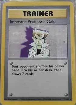 1st Edition Imposter Professor Oak 73/102 Base Set Pokemon TCG Trainer Card - Image 1
