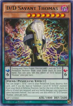Yugioh! D/D Savant Thomas - MP17-EN065 - Rare - 1st Edition Near Mint, English - Image 1
