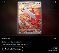 Pokemon TCG Latias EX 239/191 Special Illustration Rare Surging Sparks - NM SIR - Image 3