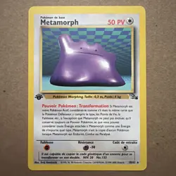 Pokemon Metamorph 1st Edition Fossil Set Rare French Card 50 HP 18/62 - NM - Image 1