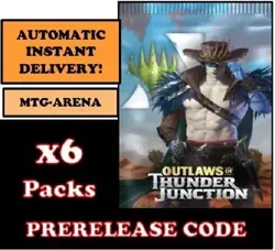 MAGIC MTG ARENA CODE CARD OUTLAWS THUNDER JUNCTION 6 BOOSTER PACKS PRERELEASE - Image 1