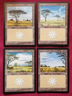 Magic The Gathering PORTAL 4x PLAINS all different land card set MTG - Image 1