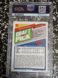 🏆Derek Jeter🏆1993 Topps GOLD Draft RC PSA 8 Centered regrade 9or10U HOF Invest - Image 3