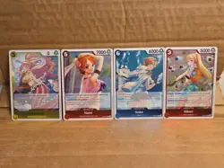 One Piece Card Game 4 Card Lot. Heroines. Isuka, Hibari, Nami, Shirahoshi. MINT. - Image 1