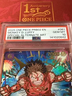 PSA 10 - ONE PIECE PRB02 EN - MONKEY D. LUFFY #061 - SPECIAL ALTERNATE ART - Image 3