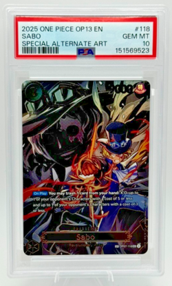 2025 One Piece OP13 Carrying On His Will Sabo Special Alternate Art #118 PSA 10 - Image 1