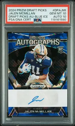 ✨SP /75✨2024 Jalen McMillan Prizm Draft Picks Blue Ice Auto RC💎PSA 10💎 - Image 1