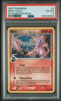 Pokemon 2007 Population Series 5 Inverted Back #3 Mew-Holo Card PSA 6 - Image 1