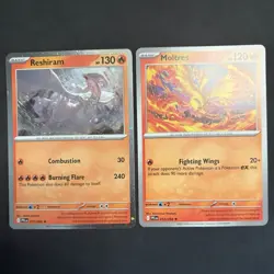 Pokemon TCG 2-Card Cosmo holo Lot Reshiram 017/094 Moltres NON-holo 014/094 - Image 1