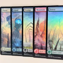 Set of 5x MTG Phyrexia All Will Be One Full Art Foil Basic Lands WUBRG - Image 1