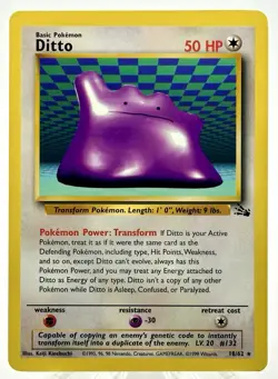 Ditto 18/62 Fossil Unlimited Rare Non-Holo Pokemon TCG Vintage WOTC NM-LP NM - Image 1