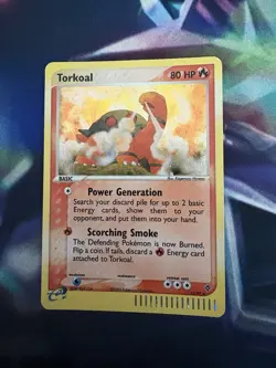 Pokemon TCG Torkoal Holo Card 12/97 Dragon MP **Swirl** - Image 1
