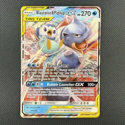 Pokemon TCG Blastoise & Piplup GX 38/236 Tag Team Cosmic Eclipse Holo Rare Card - Image 1