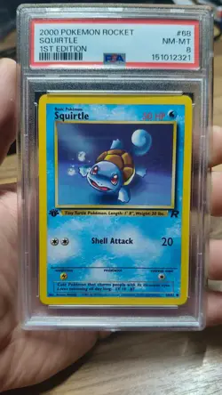Pokemon TCG Cards 1st Edition Squirtle 68/82 Team Rocket PSA 8 - Image 1