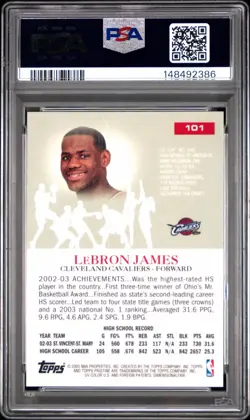 2003-04 Topps Pristine #101 LEBRON JAMES ROOKIE CARD RC PSA 9 MINT Cavaliers - Image 2