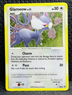 POKEMON GLAMEOW Lv.12 DP23 BLACK STAR PROMO COSMOS HOLOFOIL LP/MP CARD - Image 1