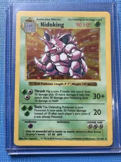 Nidoking Holo Base Set Shadowless #011/102 Lp/Mp Condition Pokemon Card WOTC - Image 1