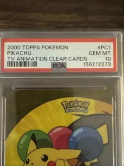 Brand New 2000 TOPPS POKEMON TV ANIMATION CLEAR CARDS #PC1 PIKACHU PSA 10 Card - Image 2