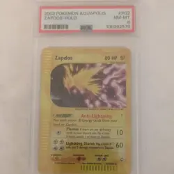 Pokemon 2003 Aquapolis Zapdos Holo Rare H32/H32 PSA 8 English - Image 1