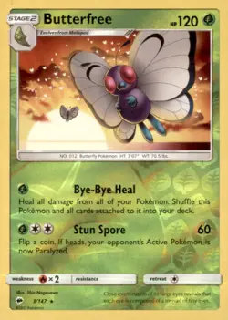 Pokemon Butterfree 003/147 Burning Shadows 3 Card Lot Reverse Holo - Image 1