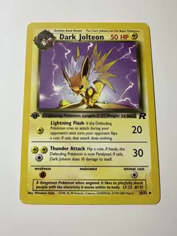 POKEMON Card TEAM ROCKET 1st Edition DARK JOLTEON #38/82 Uncommon LP - Image 1