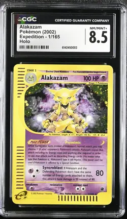 CGC 8.5 NM/MINT+ Alakazam 1/165 Expedition Holo Pokemon Card - Image 1