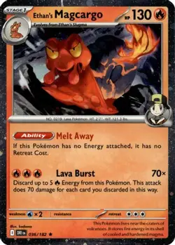 Ethan's Magcargo 036/182 Cosmo Holo Promo Pokemon Card NM - Image 1