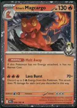 Ethan's Magcargo 036/182 Cosmo Holo Promo Pokemon Card NM - Image 2