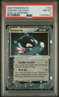 2003 Pokemon Sneasel Ex Holo 103/109 EX Ruby & Sapphire - PSA 8 Near Mint - Mint - Image 1