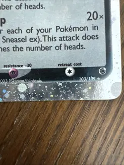 Sneasel EX 103/109 Holo Ultra Rare (2003) EX Ruby and Sapphire TCG Pokemon - Image 3