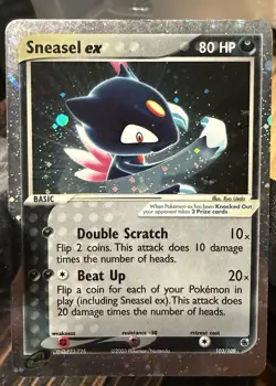 Pokemon Sneasel ex 103/109 EX Ruby & Sapphire Ultra Rare Holo 80 HP - Image 1