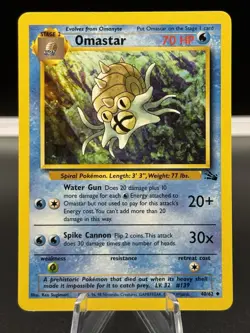 Pokemon TCG Fossil Set Omastar 40/62 Vintage Uncommon Card LP Unlimited WoTC - Image 1