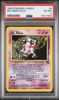 1999 Pokemon Mr. Mime Holo Jungle PSA 6 EX-MT Card - Image 1