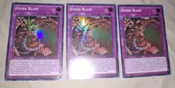 3 x SDSA-EN034 Hyper Blaze - Super Rare 1st Edition Near Mint YuGiOh Cards - Image 1