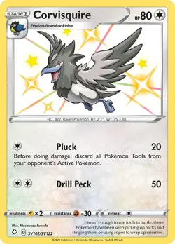Corvisquire SV102/SV122 Shining Fates: Shiny Vault Pokemon Card NM - Image 1