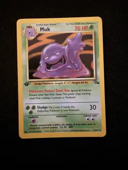 LP Pokemon TCG Muk 13/62 Fossil Holo Foil 1st Edition Pokemon Card - Image 1