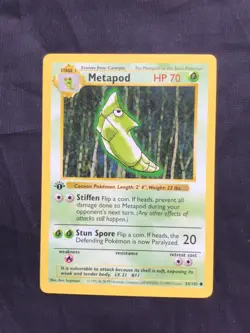 Pokemon Cards: Base Set 1st Edition Common: Metapod 54/102 - Image 1